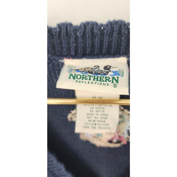 Vintage Floral Bird House 3 Button Sweater Vest Hand Knitt Size‎ Small - Picture 8 of 9